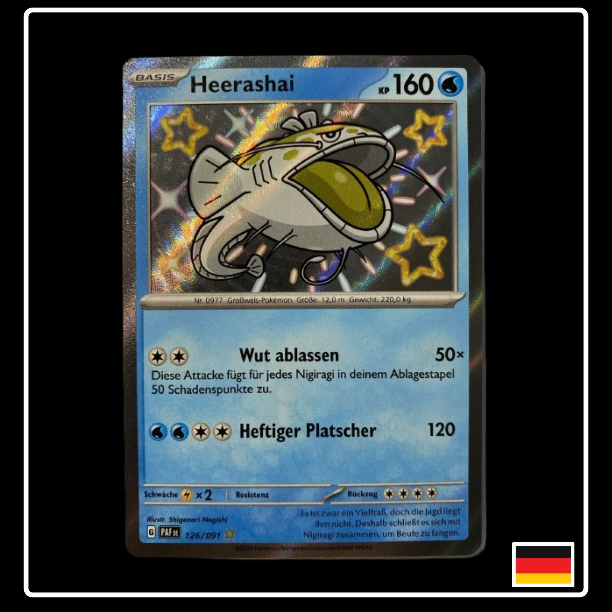 Shiny Heerashai Pokemon Karte aus Paldeas Schicksale in Deutsch