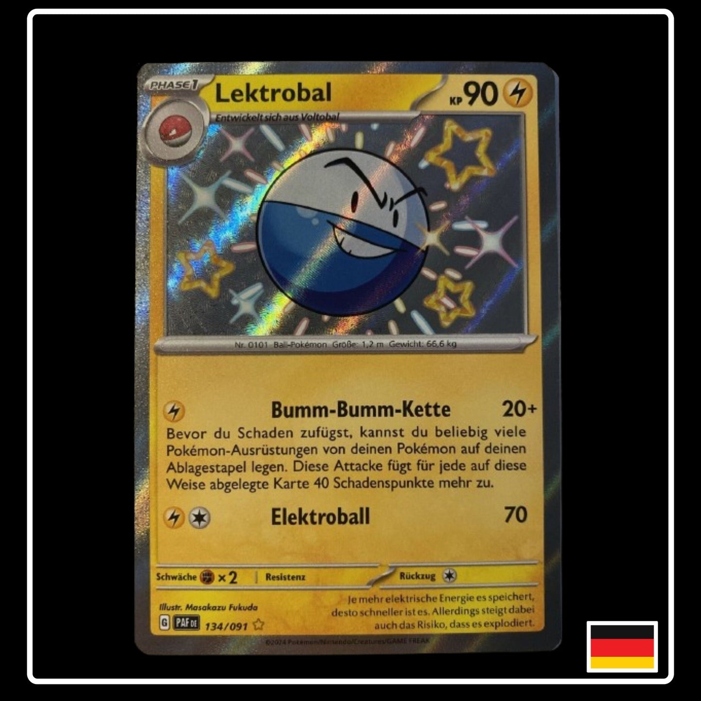 Shiny Lektrobal Pokemon Karte aus Paldeas Schicksale in Deutsch