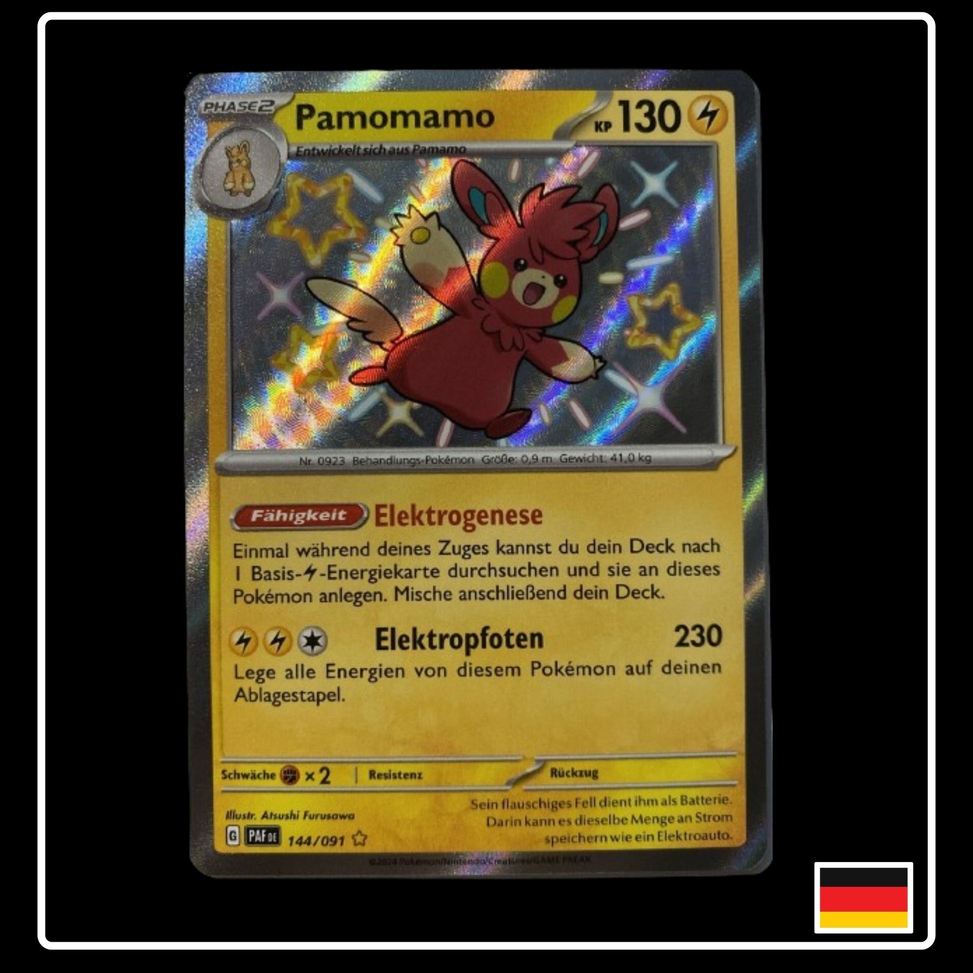 Shiny Pamomamo Pokemon Karte aus Paldeas Schicksale in Deutsch