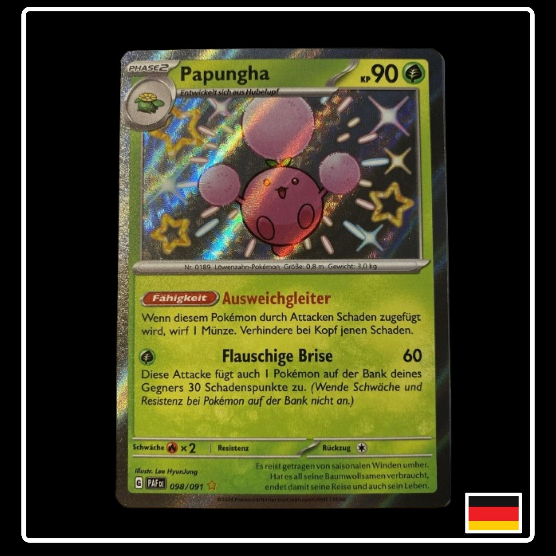 Shiny Papungha Pokemon Karte aus Paldeas Schicksale in Deutsch