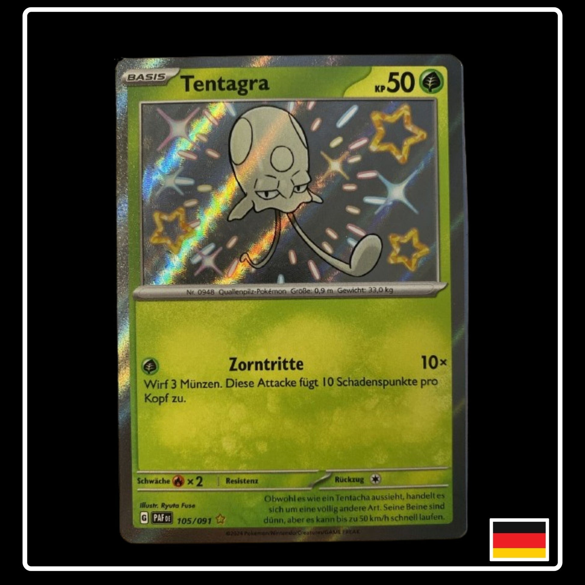 Shiny Tentagra Pokemon Karte aus Paldeas Schicksale in Deutsch