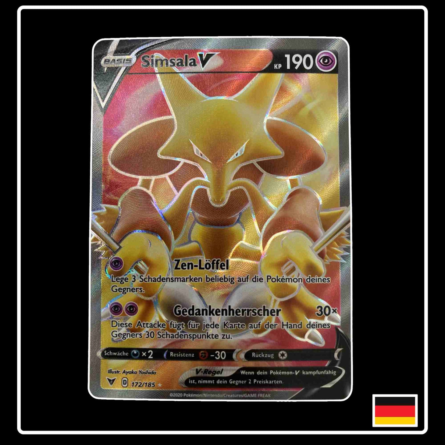 Pokemon Karte Simsala VFull Art 172/185 aus dem Schwert & Schild Set Farbenschock