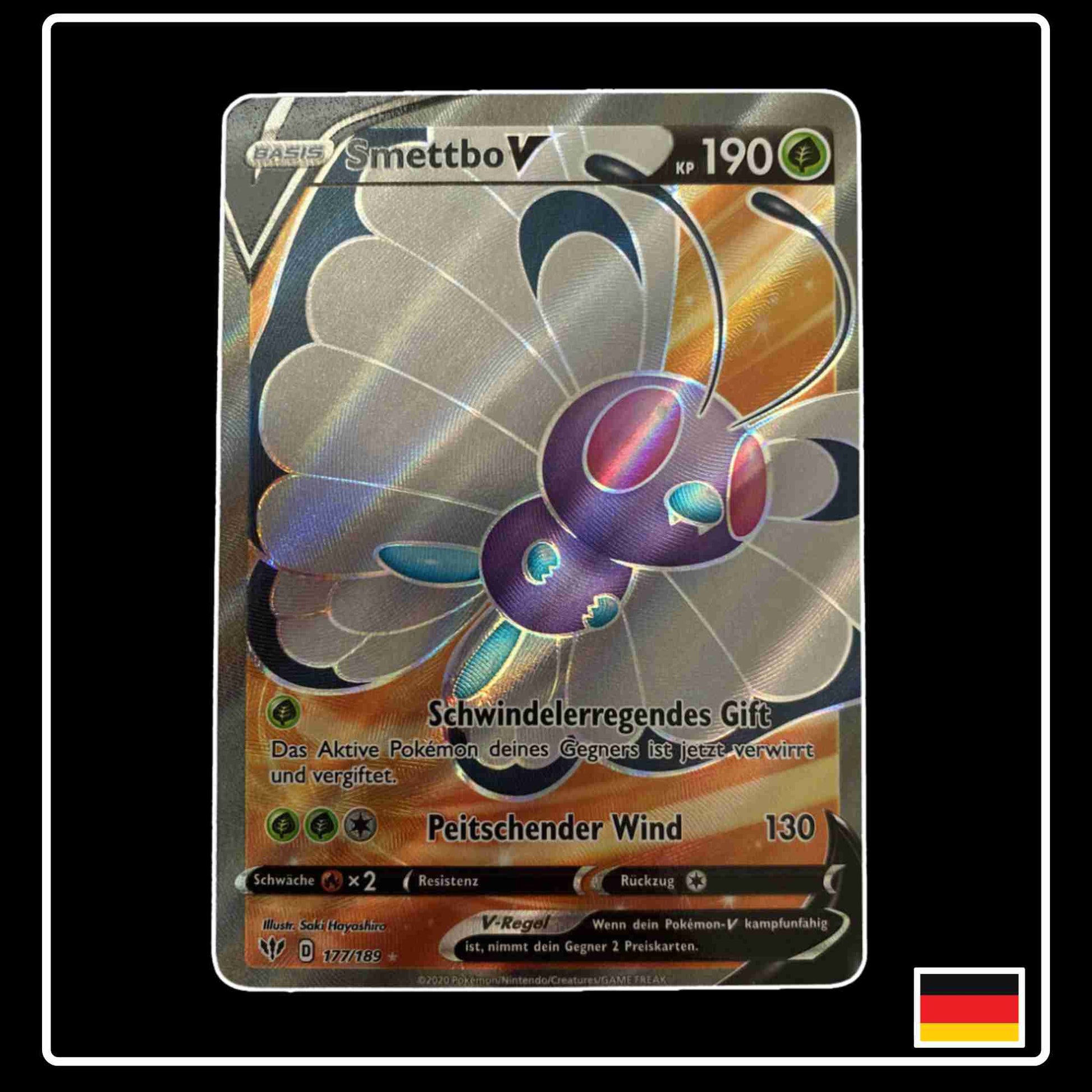 Pokemon Karte Smettbo V Full Art 177/189 aus dem Schwert & Schild Set Flammende Finsternis