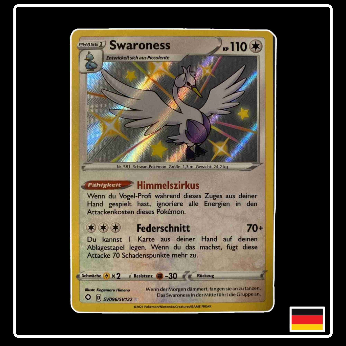 Pokemon Karte Swaroness Shiny SV096/SV122 aus dem Schwert & Schild Set Glänzendes Schicksal