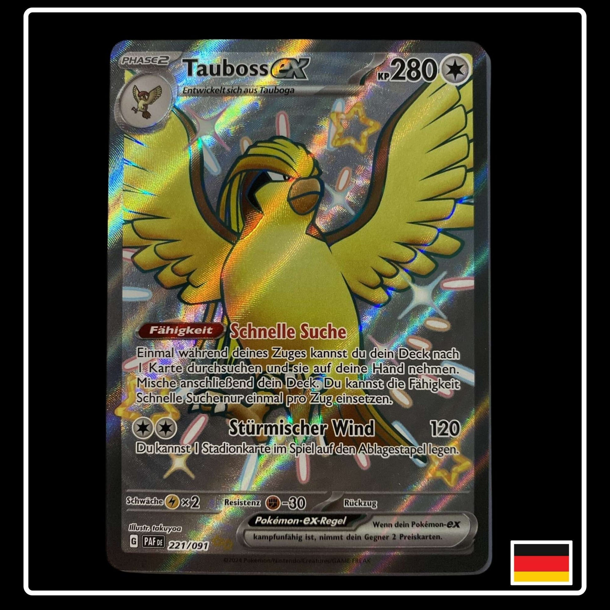 Shiny Tauboss ex Pokemon Karte aus Paldeas Schicksale