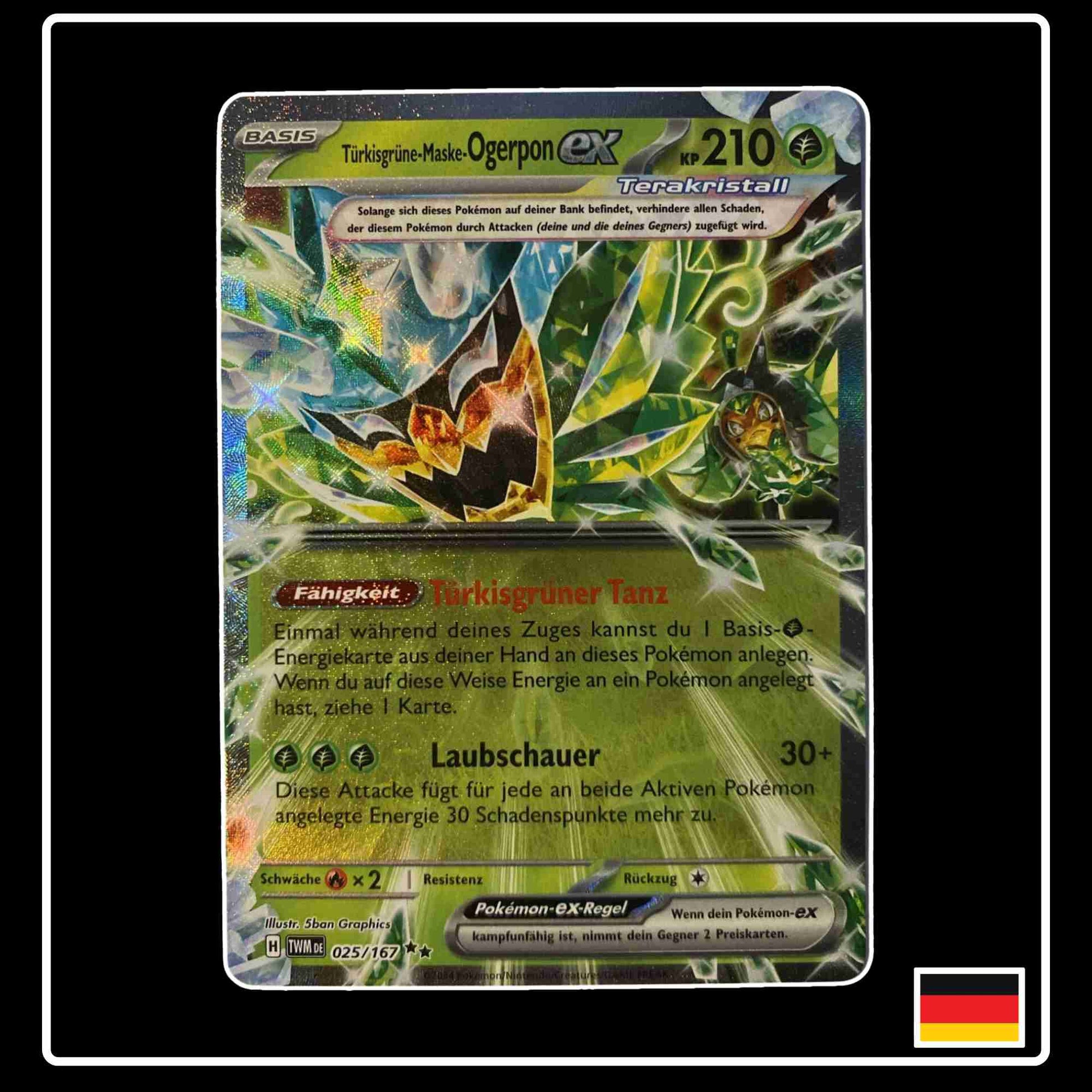 Türkisgrüne-Maske-Ogerpon ex 025/167 aus dem Pokemon Set Maskeraden im Zwielicht