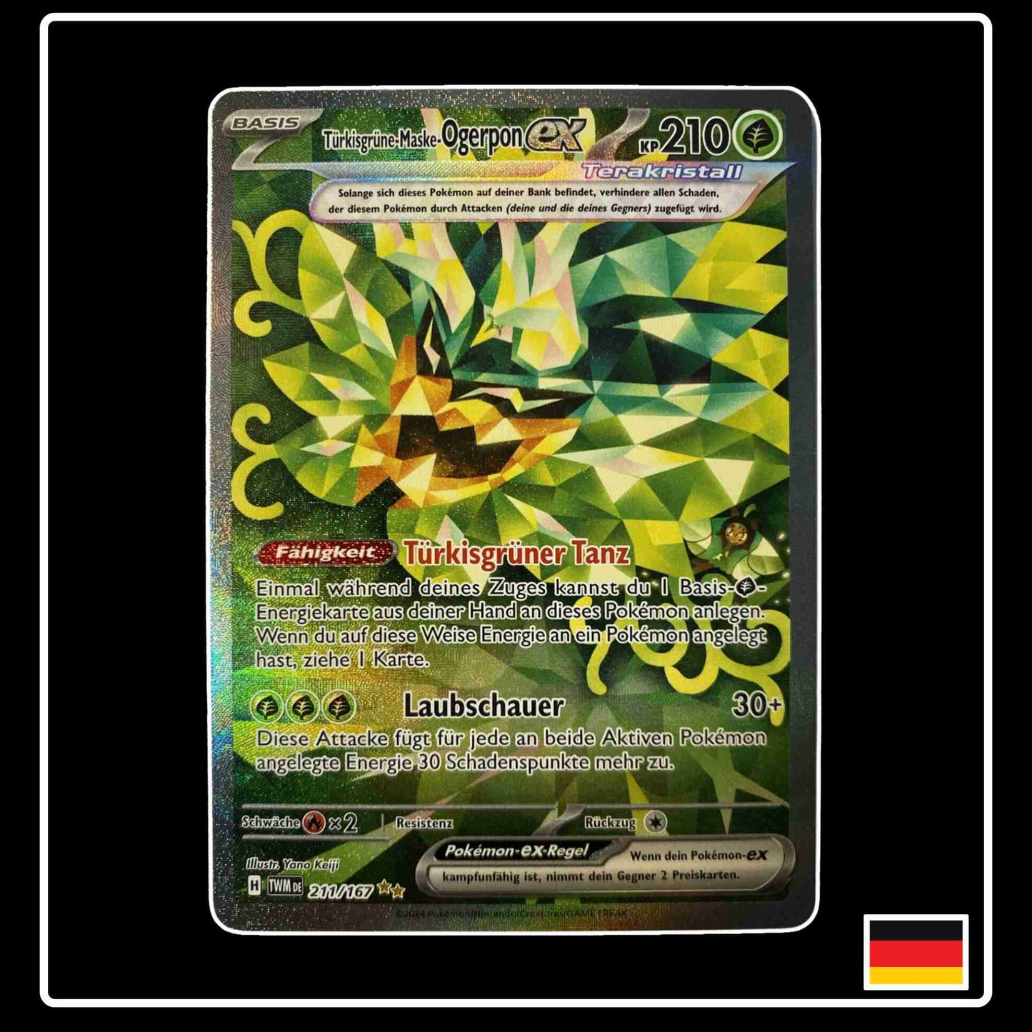 Türkisgrüne-Maske-Ogerpon ex 211/167 aus dem Pokemon Set Maskeraden im Zwielicht