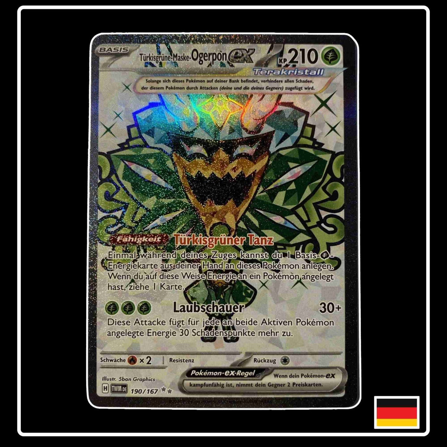 Türkisgrüne-Maske-Ogerpon ex Full Art 190/167 Pokemon Karte aus Maskerade im Zwielicht