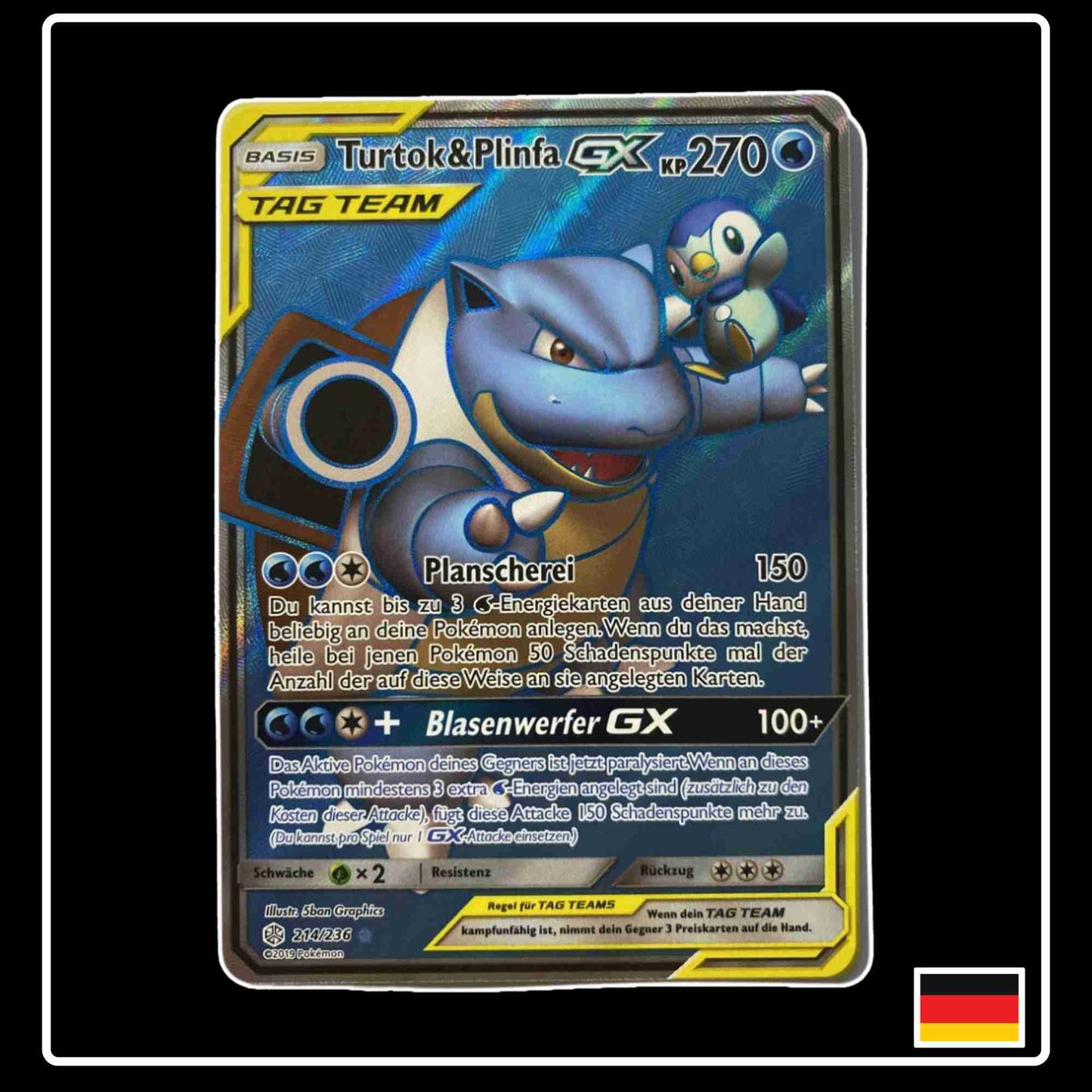 Pokemon Karte Turtok & Plinfa GX Full Art 214/236 aus dem Sonne & Mond Welten im Wandel