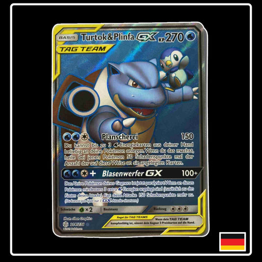 Pokemon Karte Turtok & Plinfa GX Full Art 214/236 aus dem Sonne & Mond Welten im Wandel