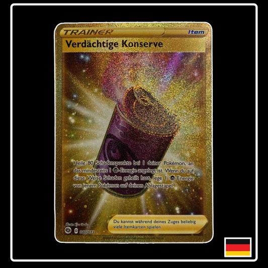 Pokemon Karte Verdächtige Konserve GOLD 080/073 aus dem Schwert & Schild Set Weg des Champs