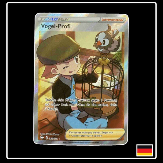 Pokemon Karte Vogel-Profi Full Art 066/072 aus dem Schwert & Schild Set Glänzendes Schicksal