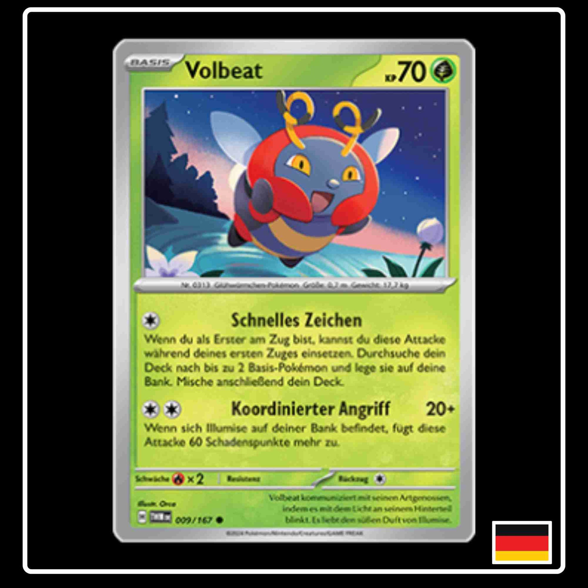 Volbeat Pokemon Karte 009/167 aus dem Set Maskerade im Zwielicht