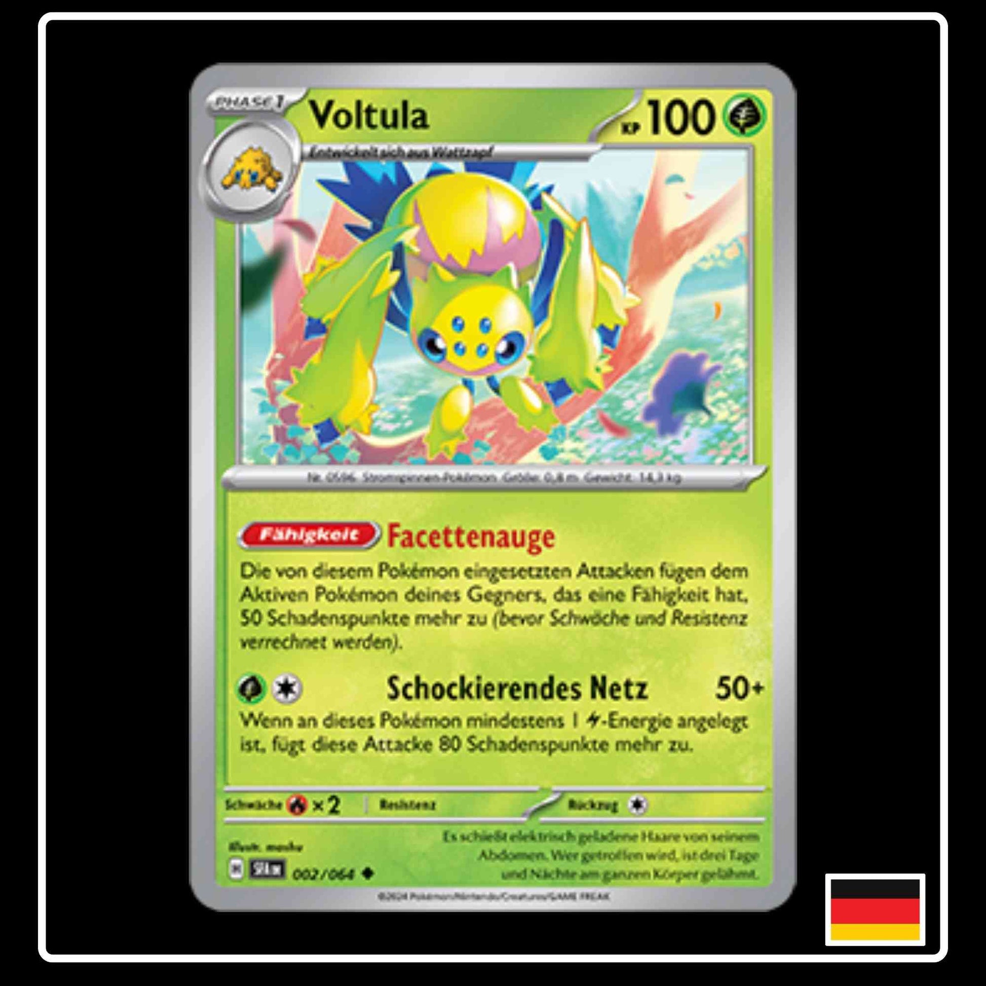 Voltula 002/064 Pokemon Karte aus Karmesin und Purpur Nebel der Sagen