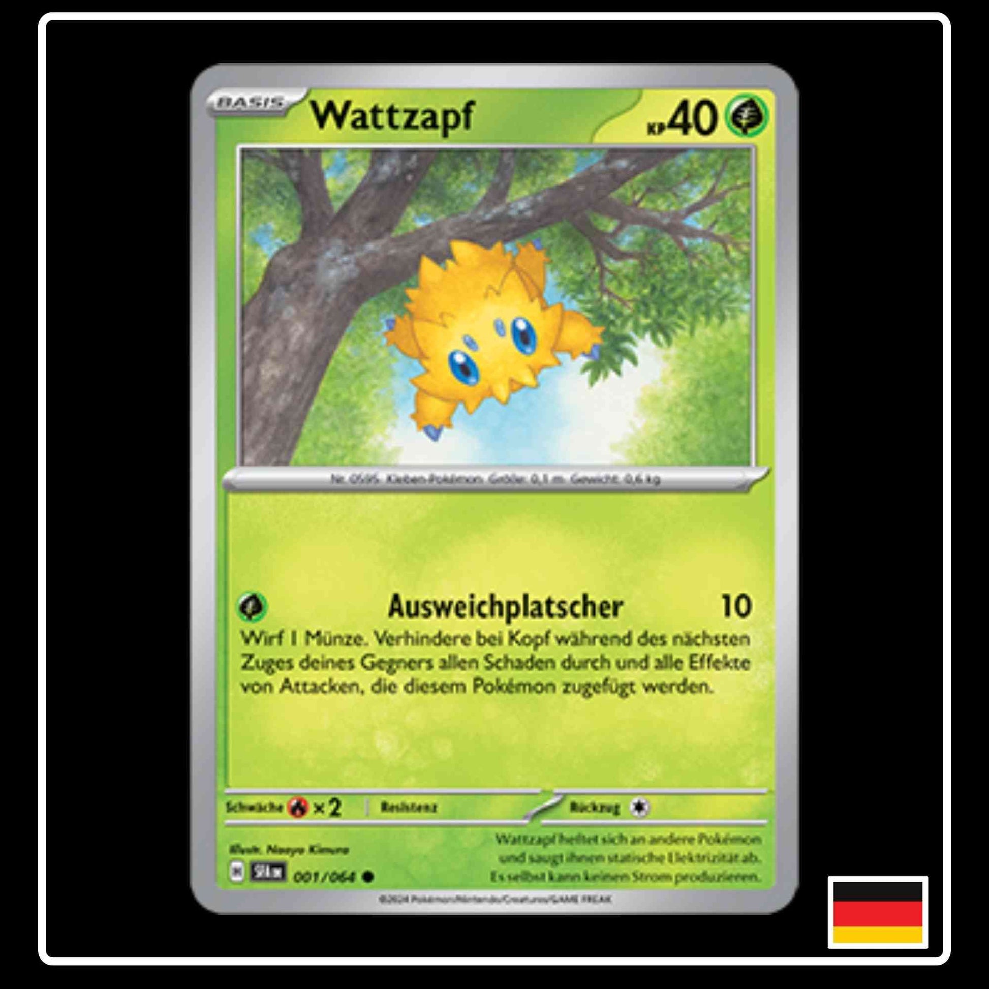 Wattzapf 001/064 Pokemon Karte aus Karmesin und Purpur Nebel der Sagen