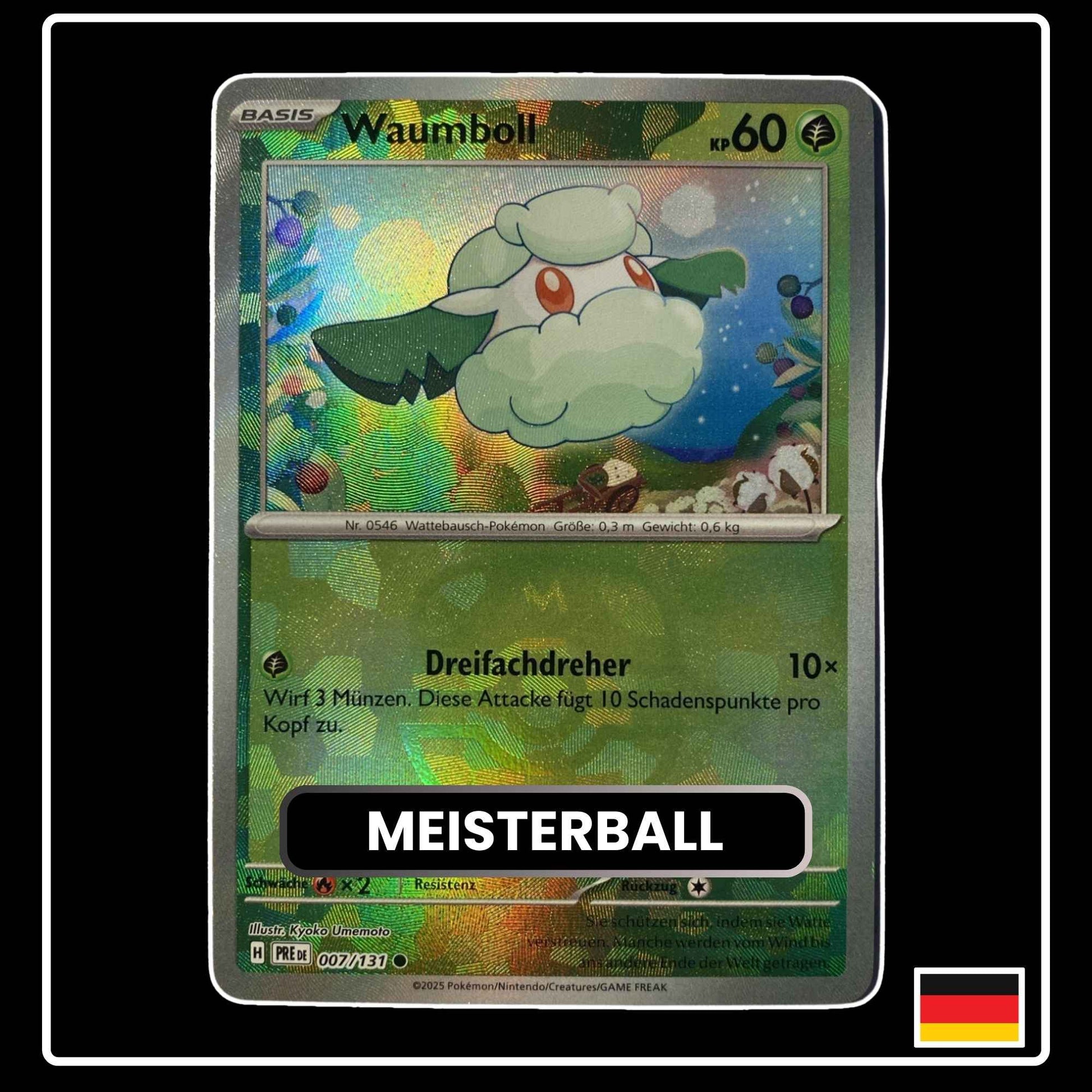 Waumboll Meisterball Pokémon Karte – Prismatische Entwicklungen, Deutsch, holografisch, selten
