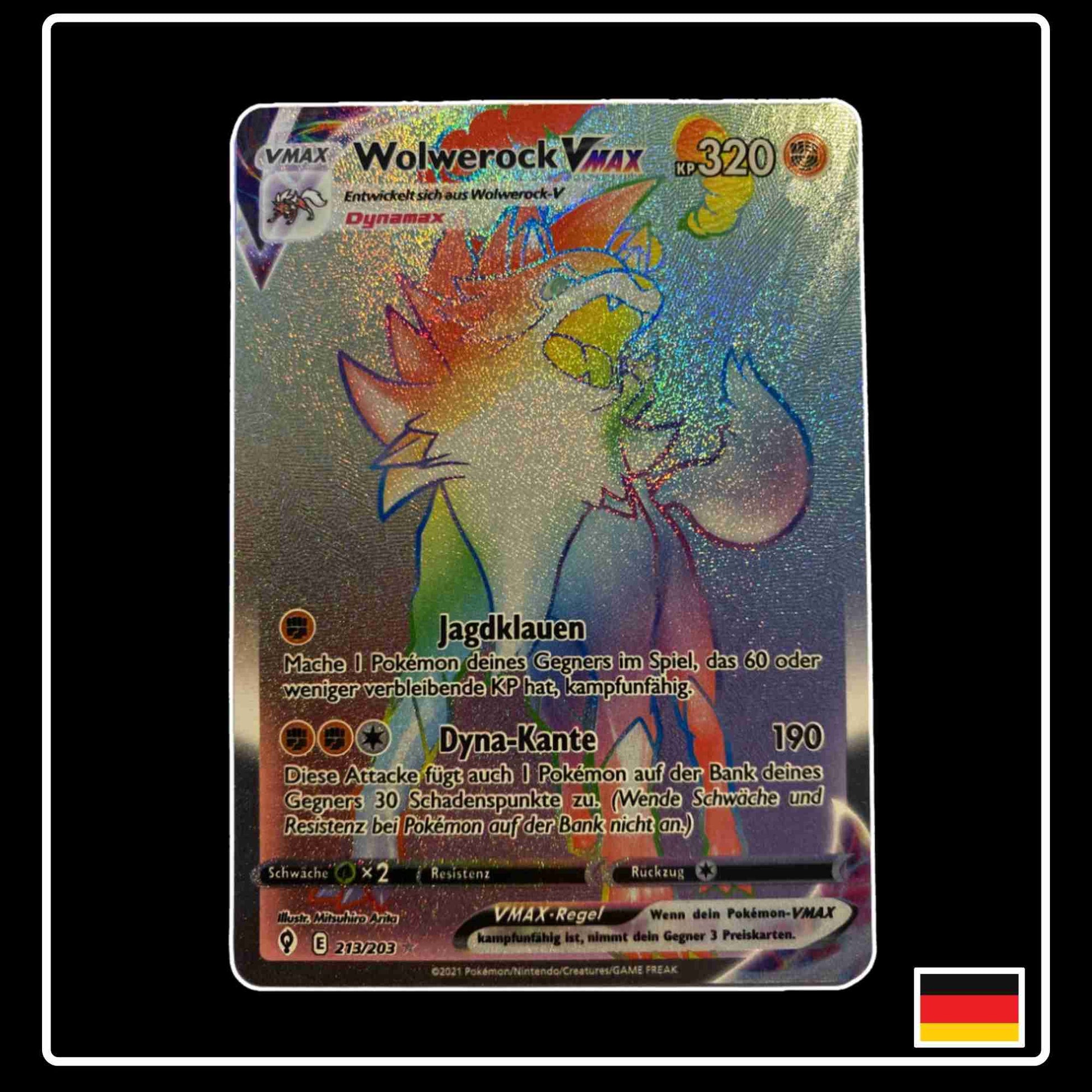 Wolwerock VMAX Rainbow 213/203 Pokemon Karte aus dem Set Drachenwandel