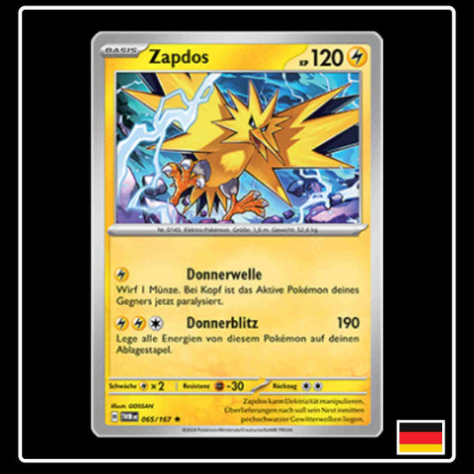 Zapdos Pokemon Karte 065/167 aus dem Set Maskerade im Zwielicht