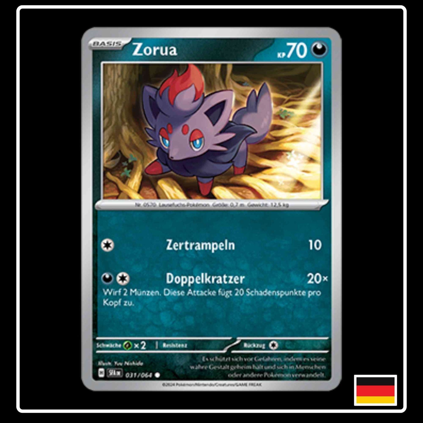 Zorua 031/064 Pokemon Karte aus Karmesin und Purpur Nebel der Sagen