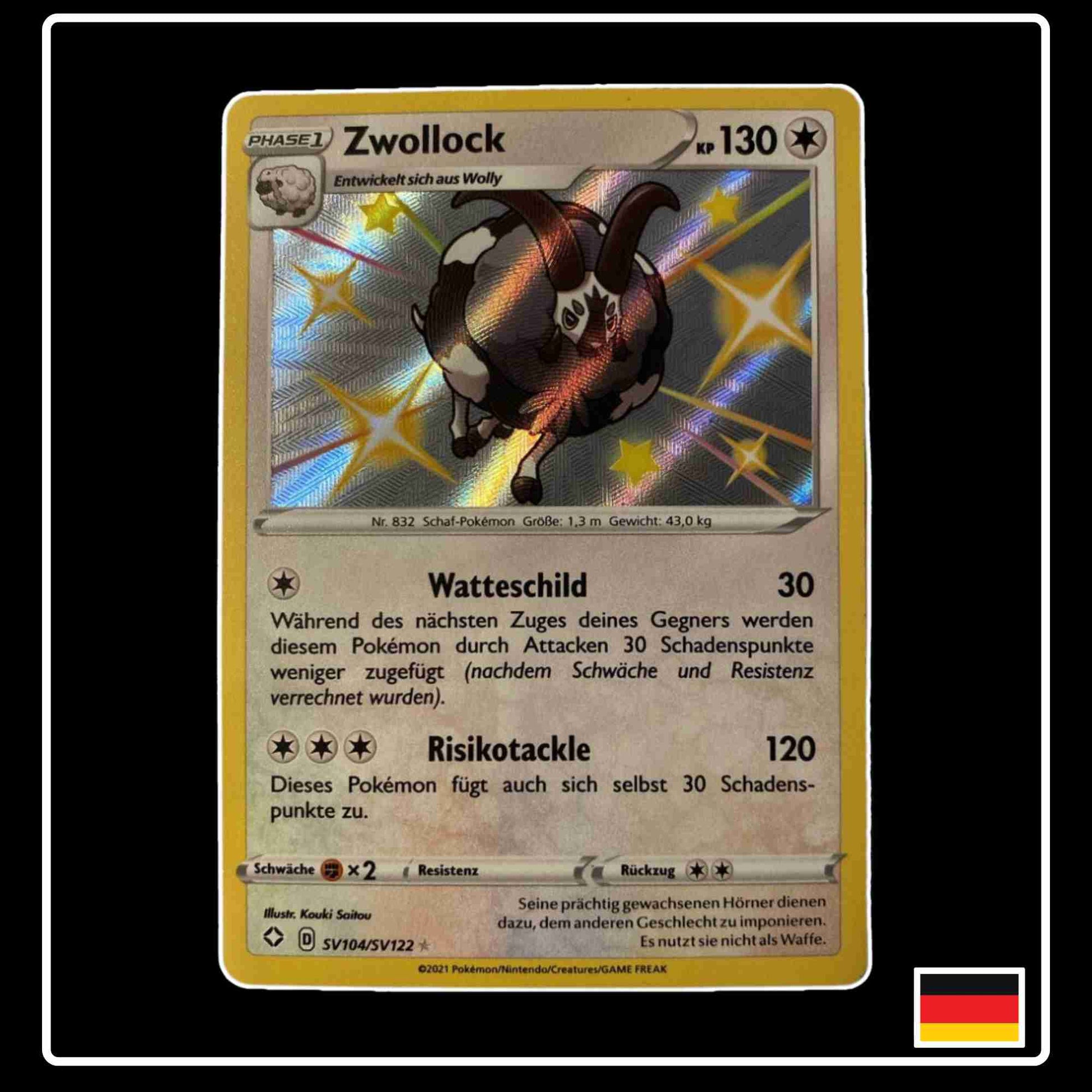 Pokemon Karte Zwollock Shiny SV104/SV122 aus dem Schwert & Schild Set Glänzendes Schicksal