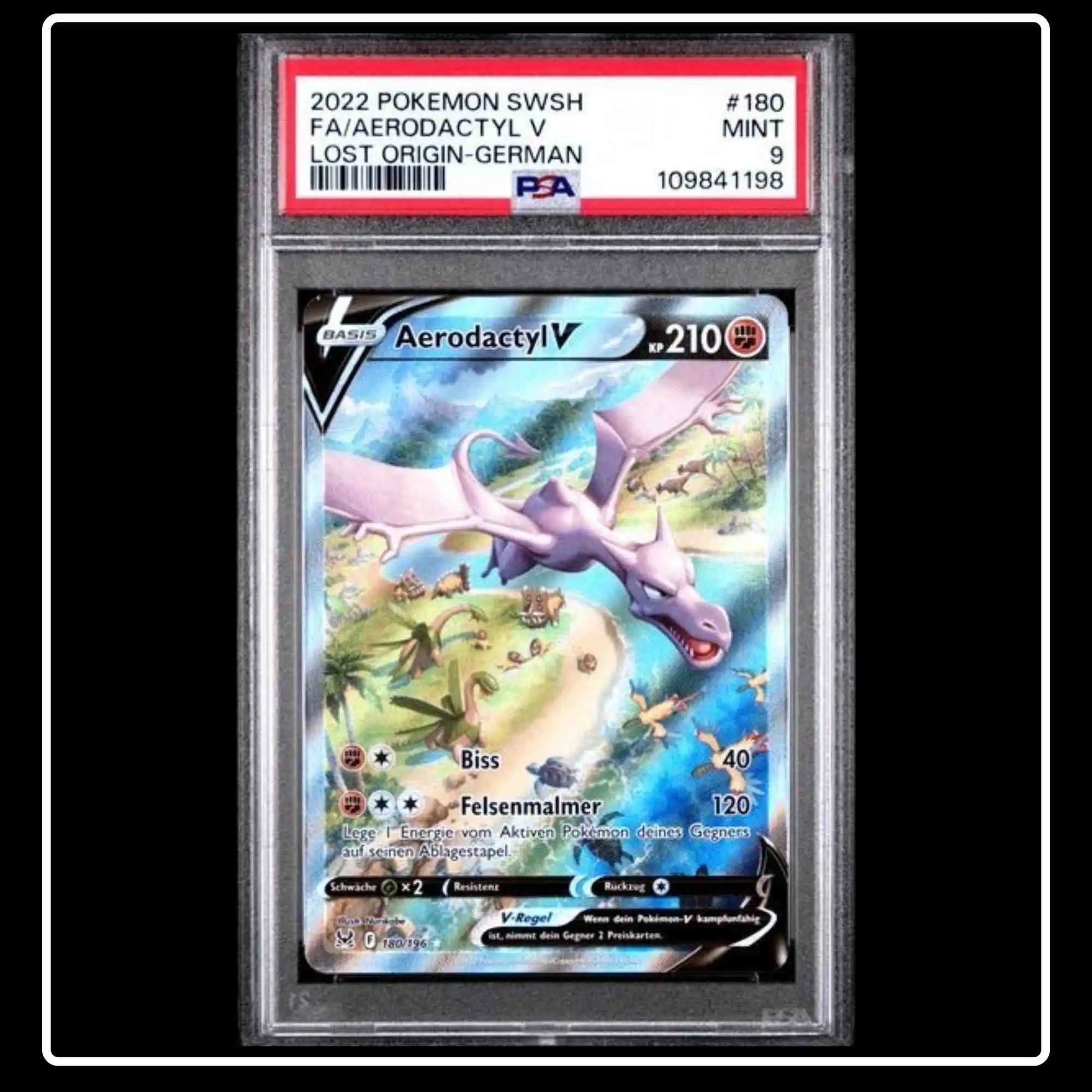 Aerodactyl V Alt Art 180/196 Pokemon Verlorener Ursprung PSA 9