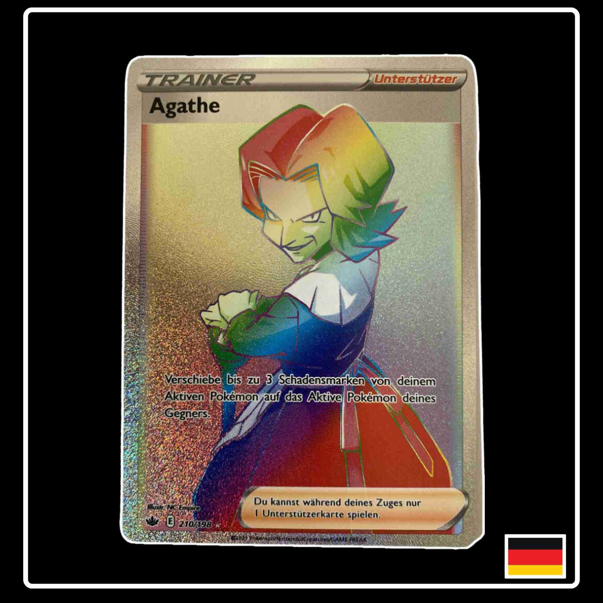 Pokemon Karte Agathe Rainbow 210/198 aus dem Schwert & Schild Set Schaurige Herrschaft