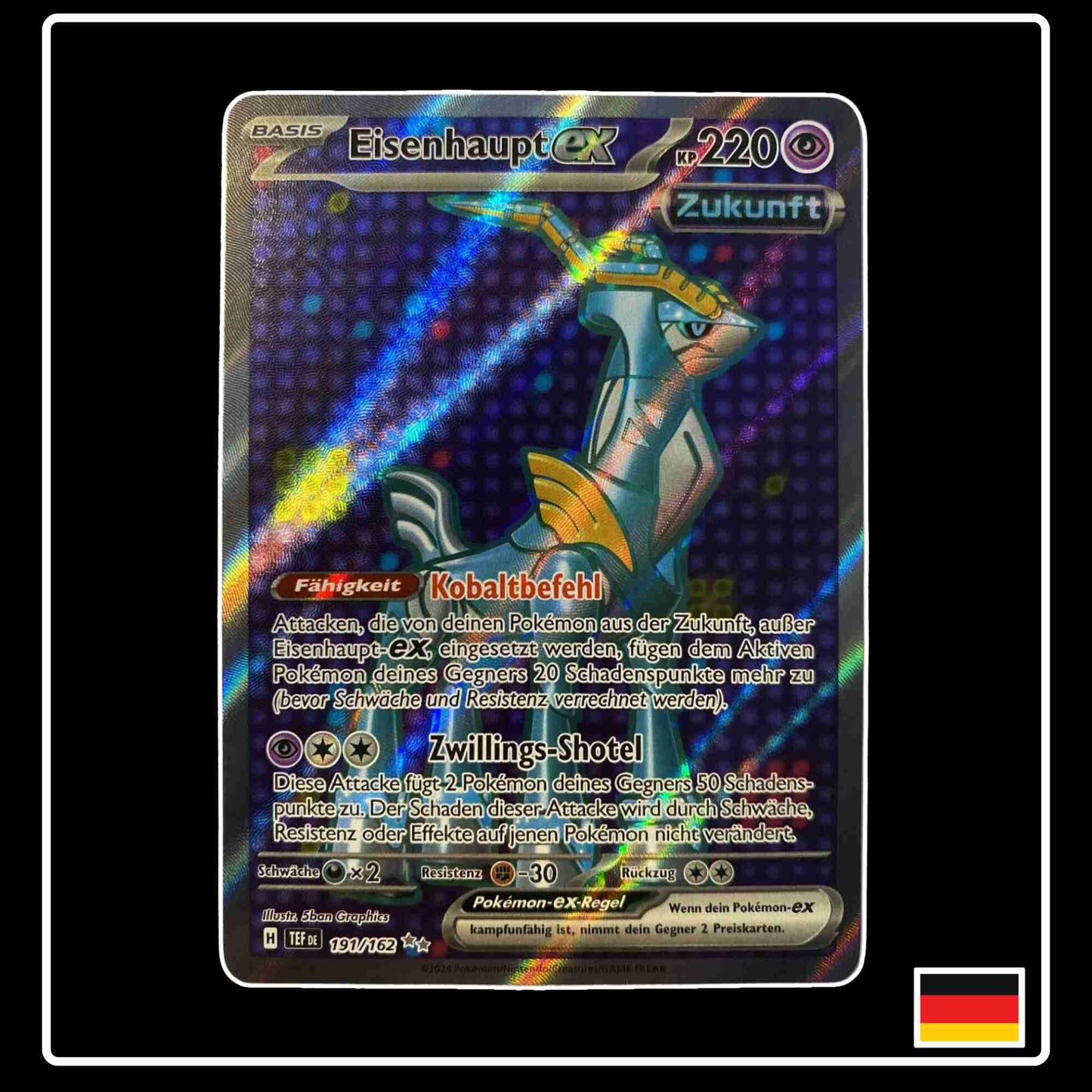 Pokemon Karte Eisenhaupt ex 191/162 aus dem Set Gewalten der Zeit