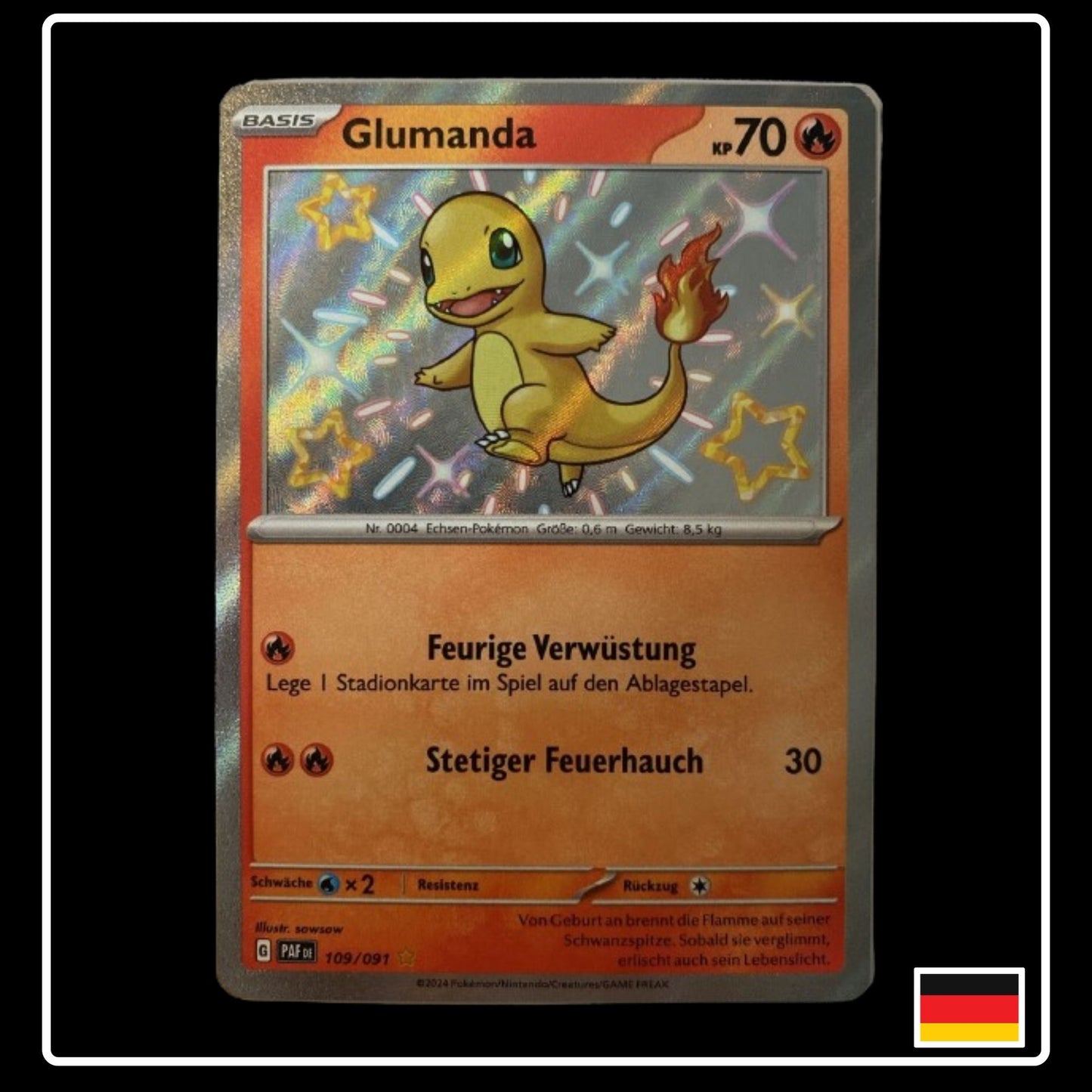 Pokemon Karte Glumanda Shiny aus Paldeads Schicksale auf Deutsch und Selten