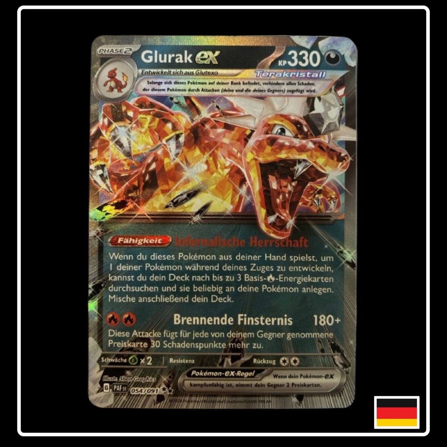 Pokemon Karte Glurak ex aus Paldeads Schicksale auf Deutsch und Selten