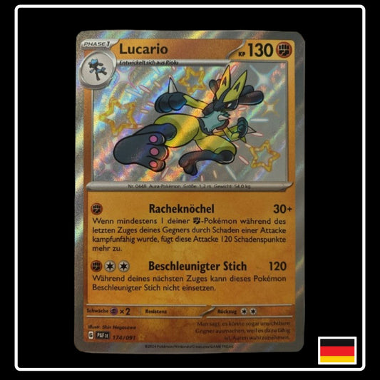 Pokemon Karte Lucario Shiny aus Paldeads Schicksale auf Deutsch und Selten