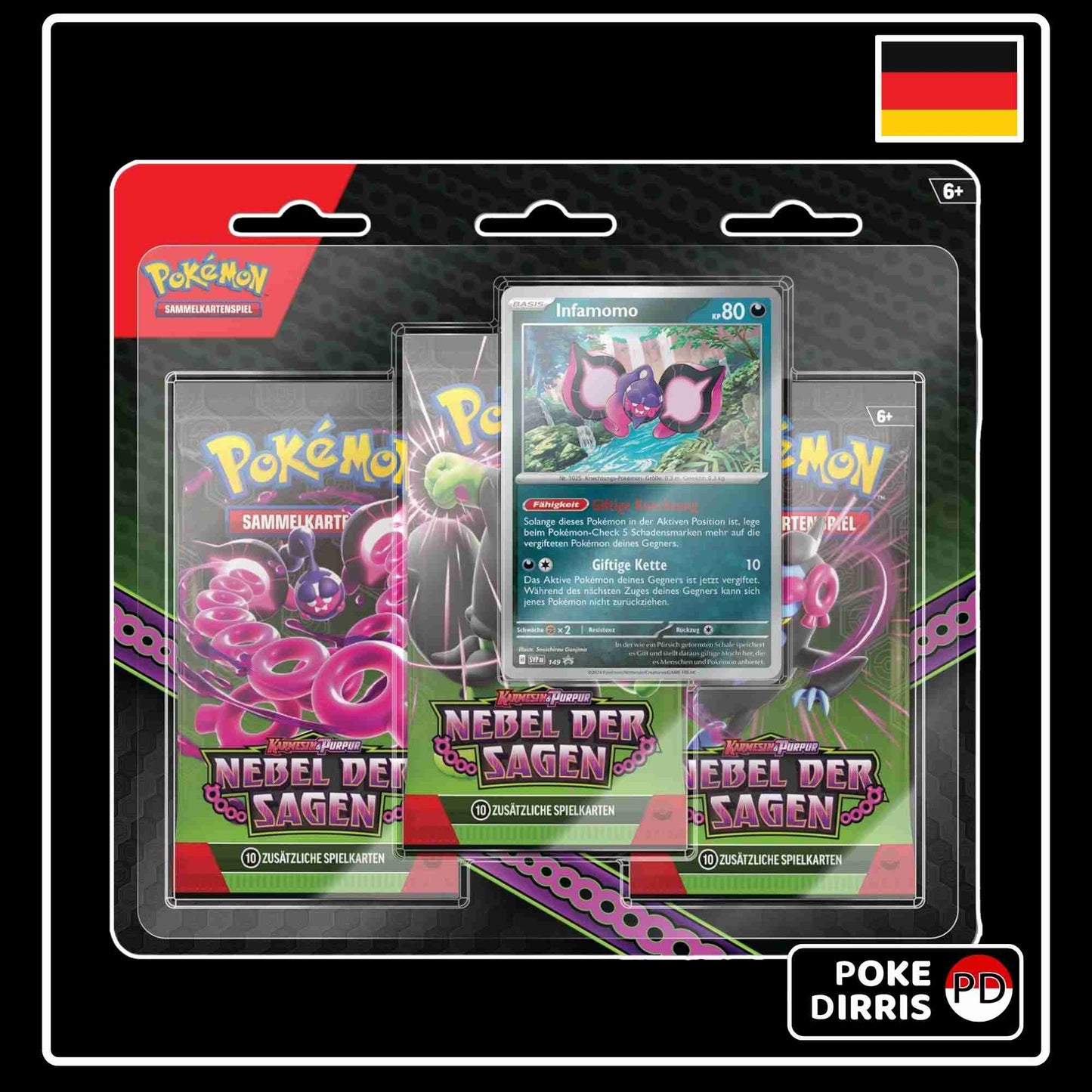 Pokemon KKP6.5 Nebel der Sagen 3-Pack Blister Infamomo