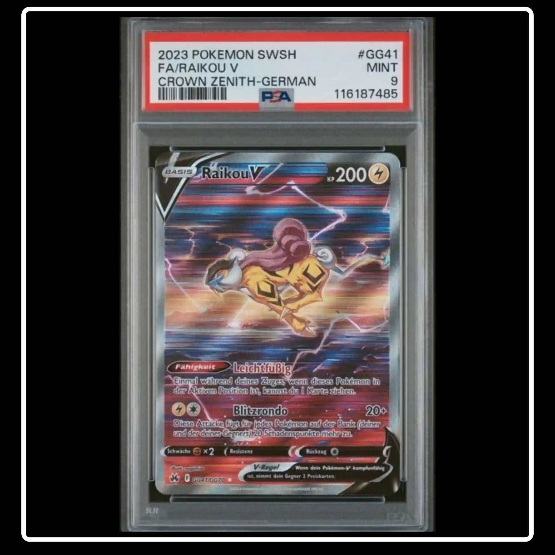 Raikou V Alternative Art GG41/GG70 Pokemon Zenit der Könige PSA 9