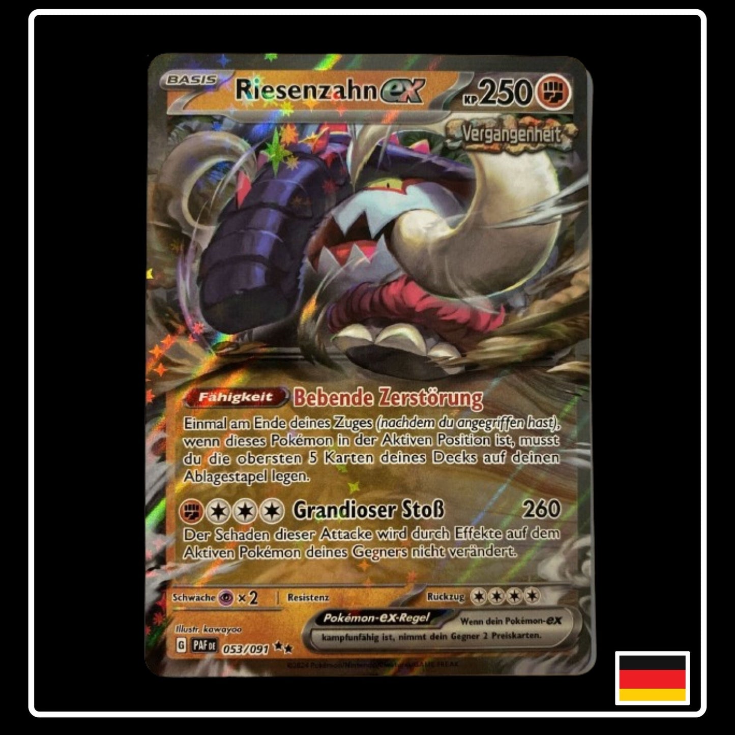 Pokemon Karte Riesenzahn ex aus Paldeads Schicksale auf Deutsch und Selten