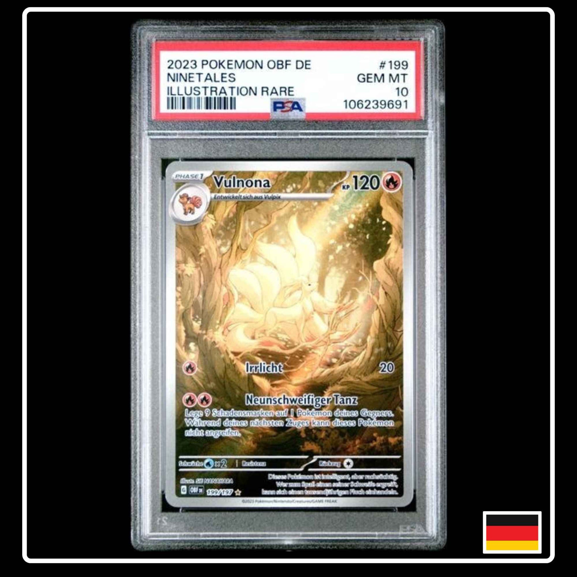 Vulnona Illustration Rare 199/197 Pokemon Obsidianflammen PSA 10 GEM MINT
