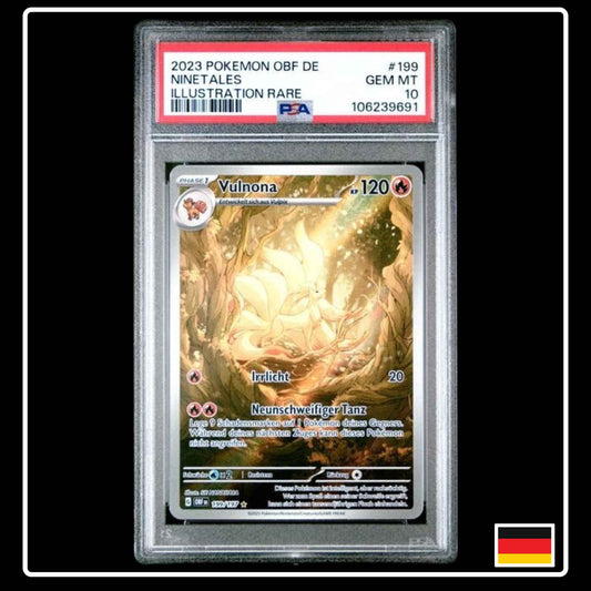 Vulnona Illustration Rare 199/197 Pokemon Obsidianflammen PSA 10 GEM MINT
